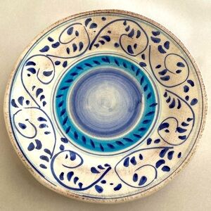 CRATE & BARREL Set of 8 Appetizer Dessert Small Plates Italian Pottery Scrolling